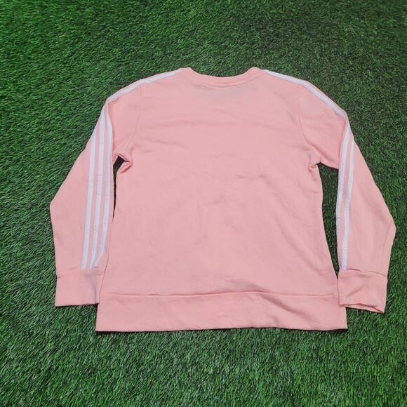 Adidas Classic 3-Stripe Crewneck Sweatshirt Womens Medium Peach Pink Logo - Picture 4 of 7